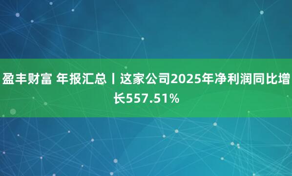 盈丰财富 年报汇总丨这家公司2025年净利润同比增长557.51%