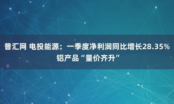 普汇网 电投能源：一季度净利润同比增长28.35% 铝产品“量价齐升”