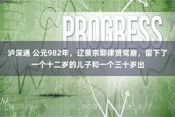 泸深通 公元982年，辽景宗耶律贤驾崩，留下了一个十二岁的儿子和一个三十岁出